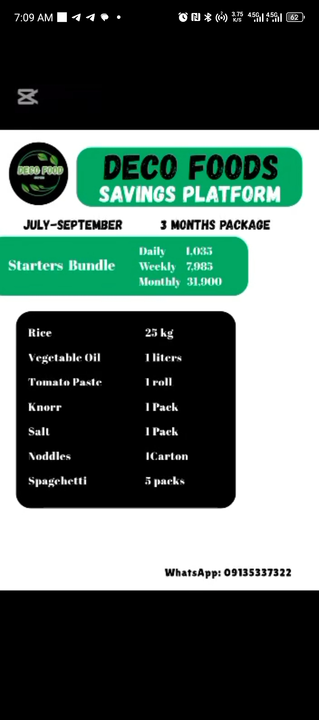 Deco goods saving packages